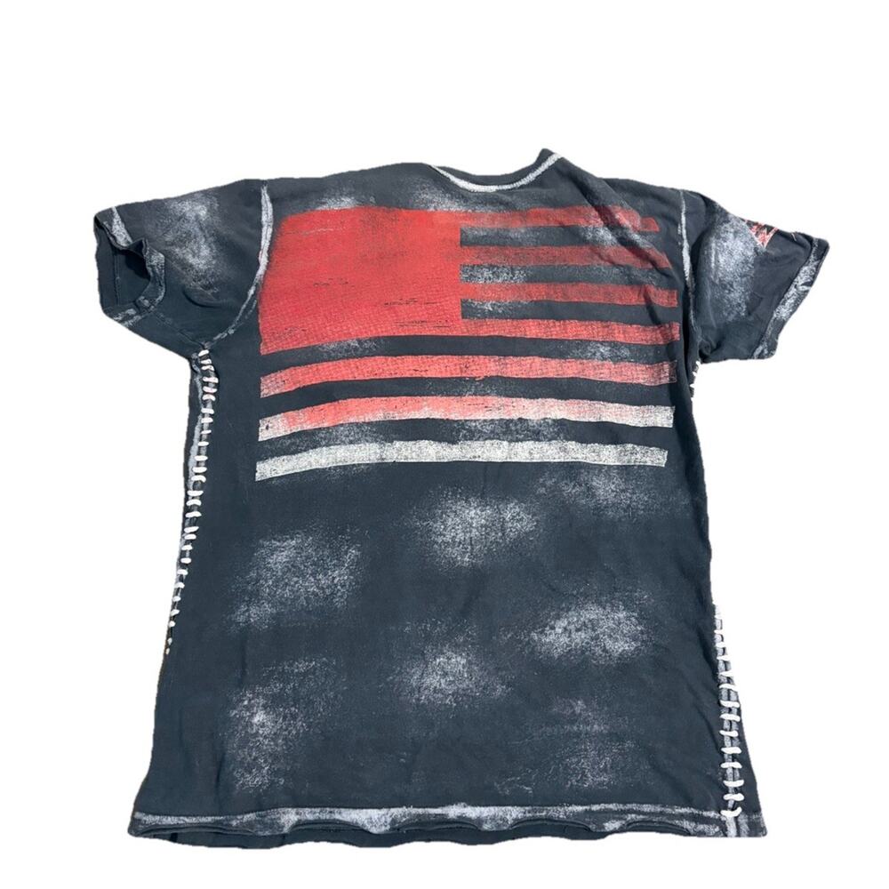 Y2K Affliction Graphic T-shirt American Flag, Grey Red Size Large - Picture 3 of 4